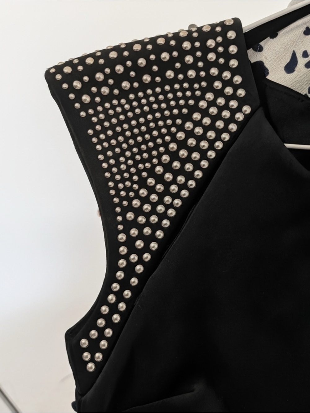 Sans Souci Black Mini Dress with Studded Cap Sleeves - Picture 2 of 3
